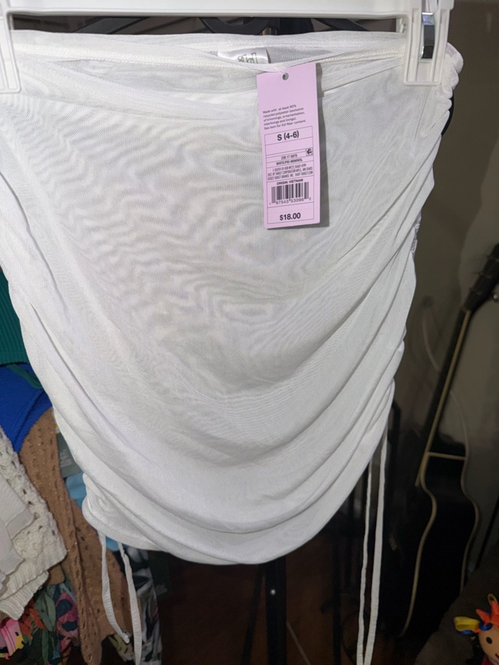White Ruched Drawstring top